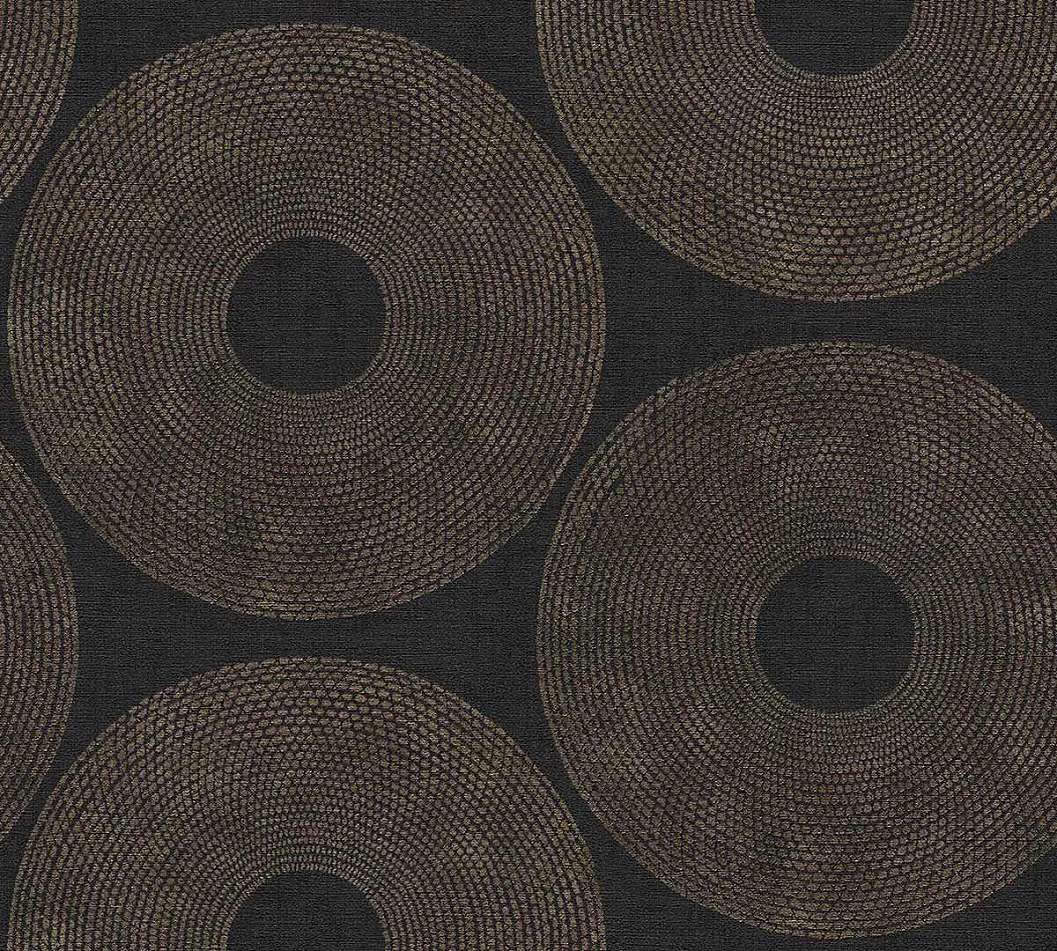 Design tapéta fekete arany népies geometriai mintával mosható vinyl