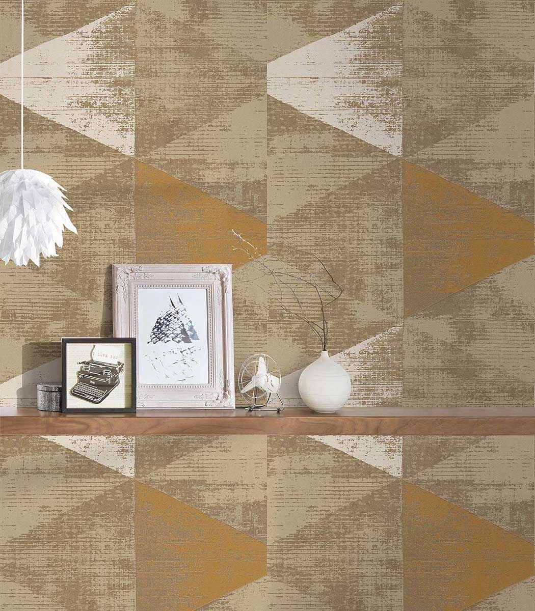 Design tapéta geometriai mintával bézs taupe színvilágban