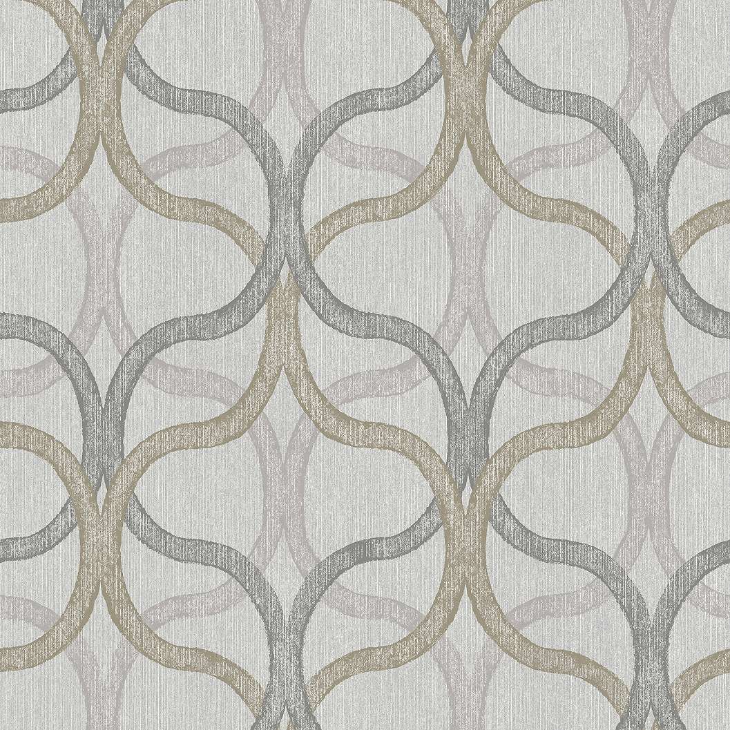 Design tapéta geometrikus mintával szürke és réz színben