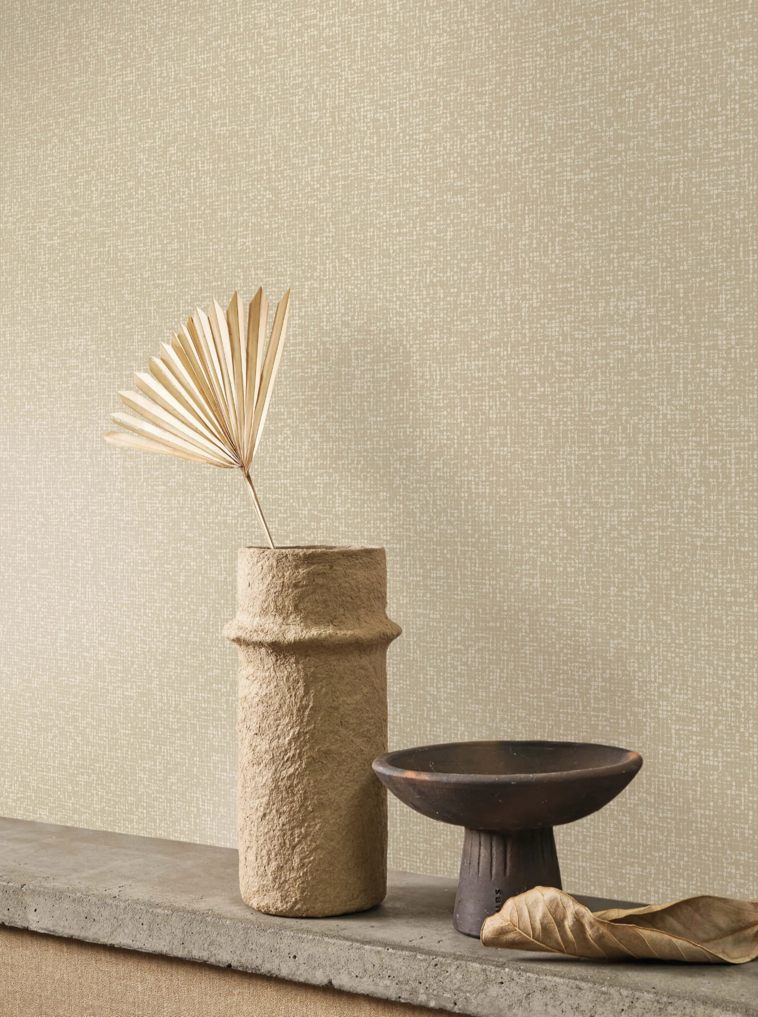 Design tapéta hálóhatású apró négyzet mintával matt beige színben