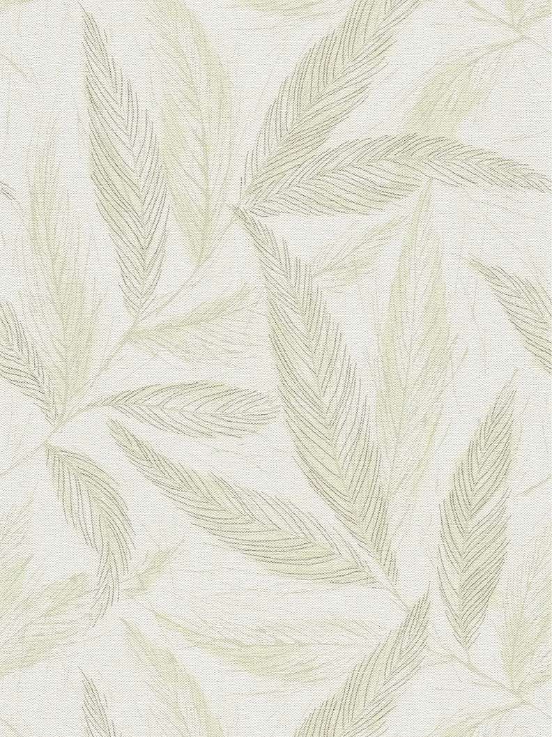 Design tapéta halványzöld és fényes ezüst madártoll mintával