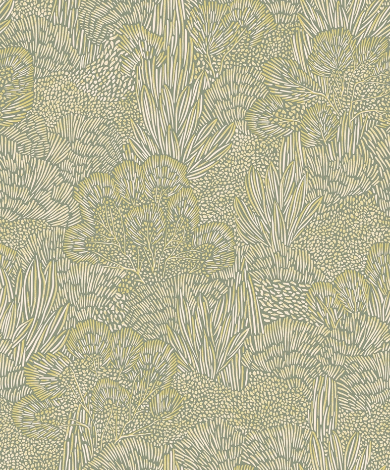 Design tapéta halványzöld leveles mintával