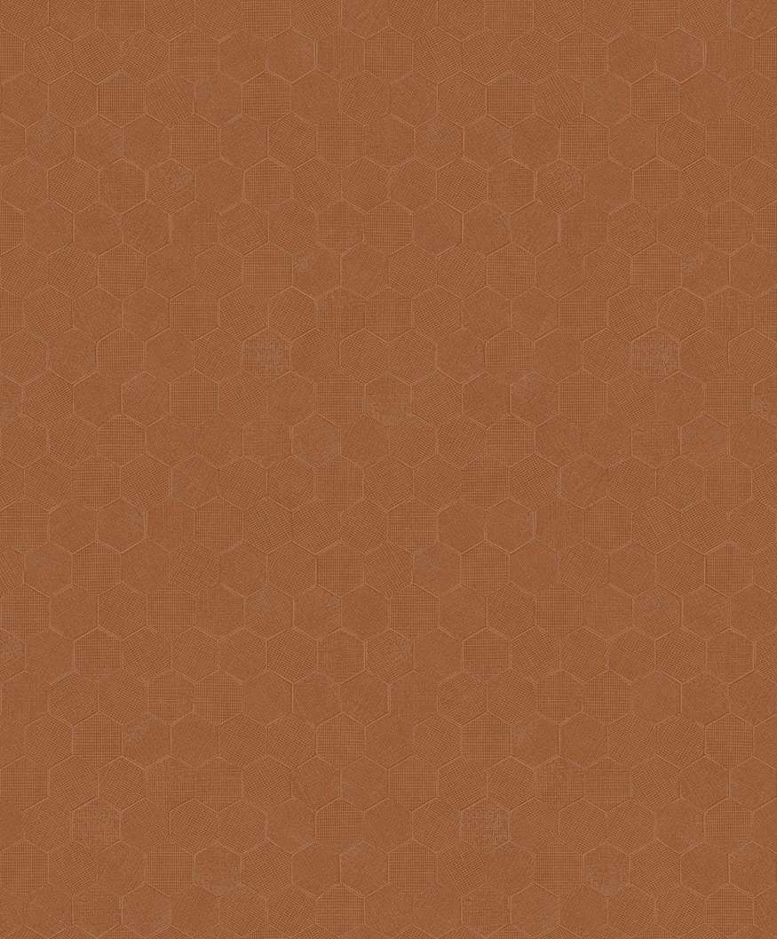 Design tapéta hatszög mintával matt barna és fényes arany színben