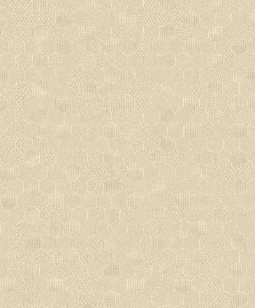 Design tapéta hatszög mintával matt beige színben