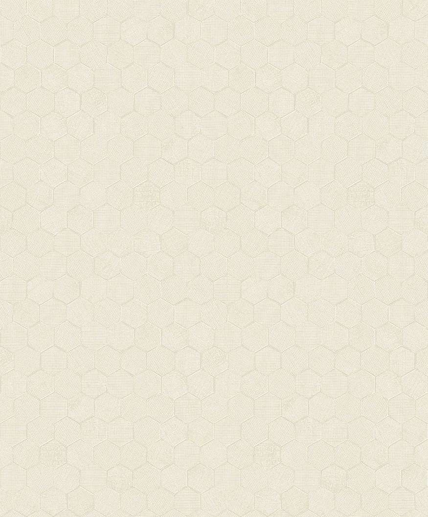 Design tapéta hatszög mintával matt krém színben