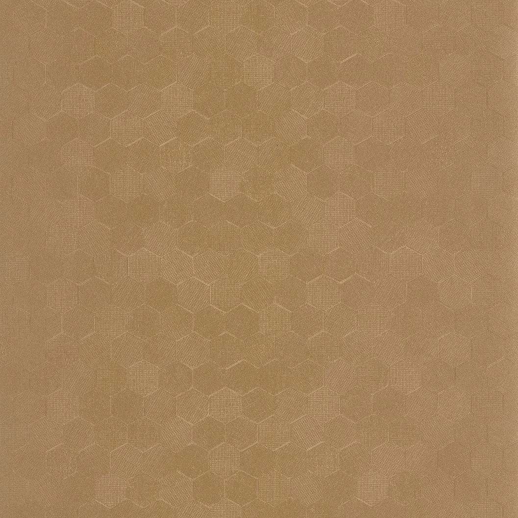 Design tapéta hatszög mintával matt terrakotta és fényes arany színben
