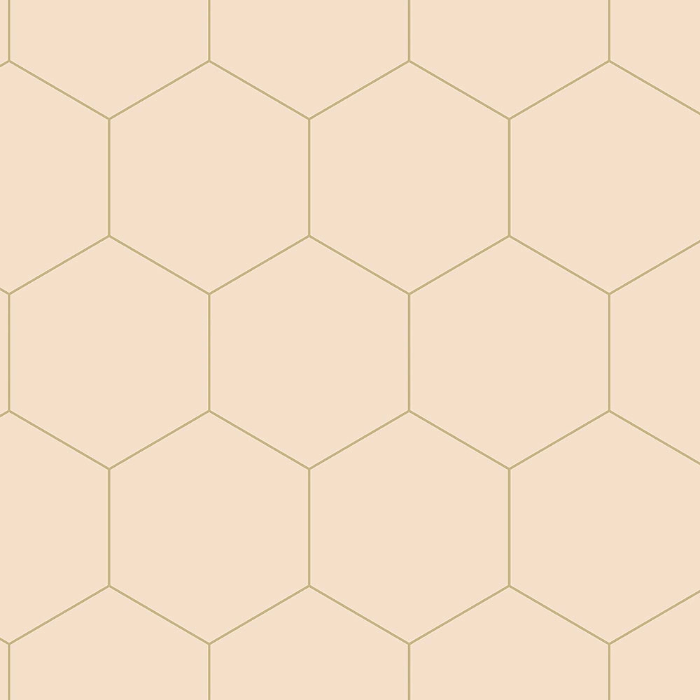 Design tapéta hexagon mintával pasztell barack színben