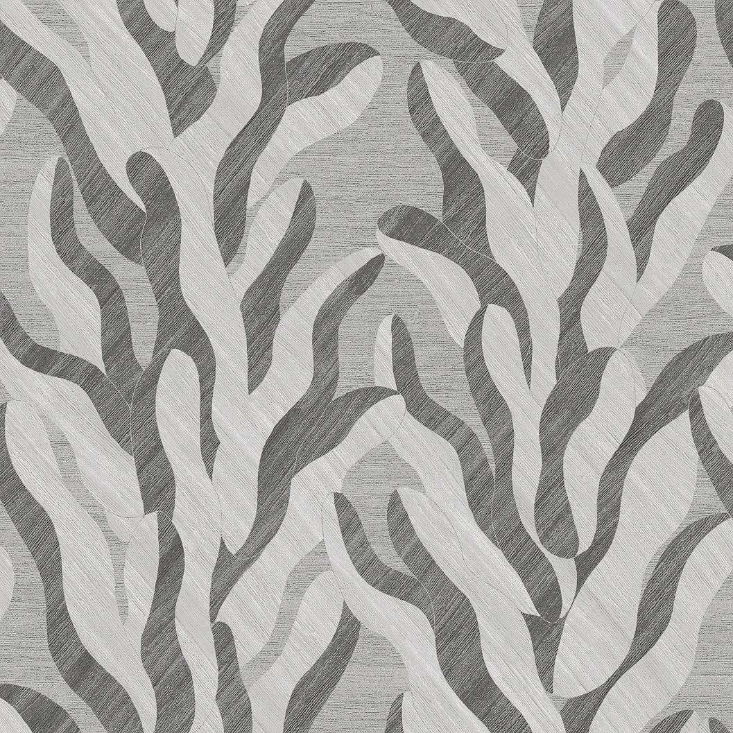 Design tapéta hínár mintával szürke színben