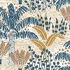 Design tapéta indigókék pálmafa mintával rajzolt stílusban
