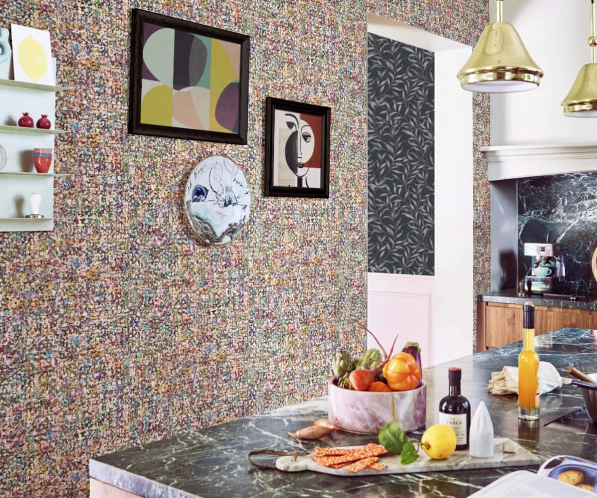 Design tapéta kék absztrakt virágos mintával