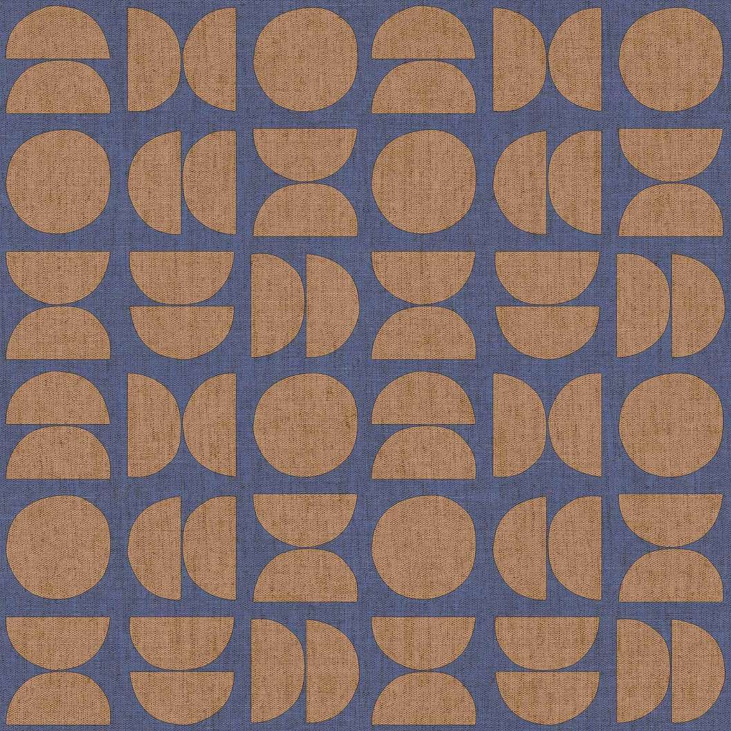 Design tapéta kék alapon barna kör geometrikus mintával vinyl mosható