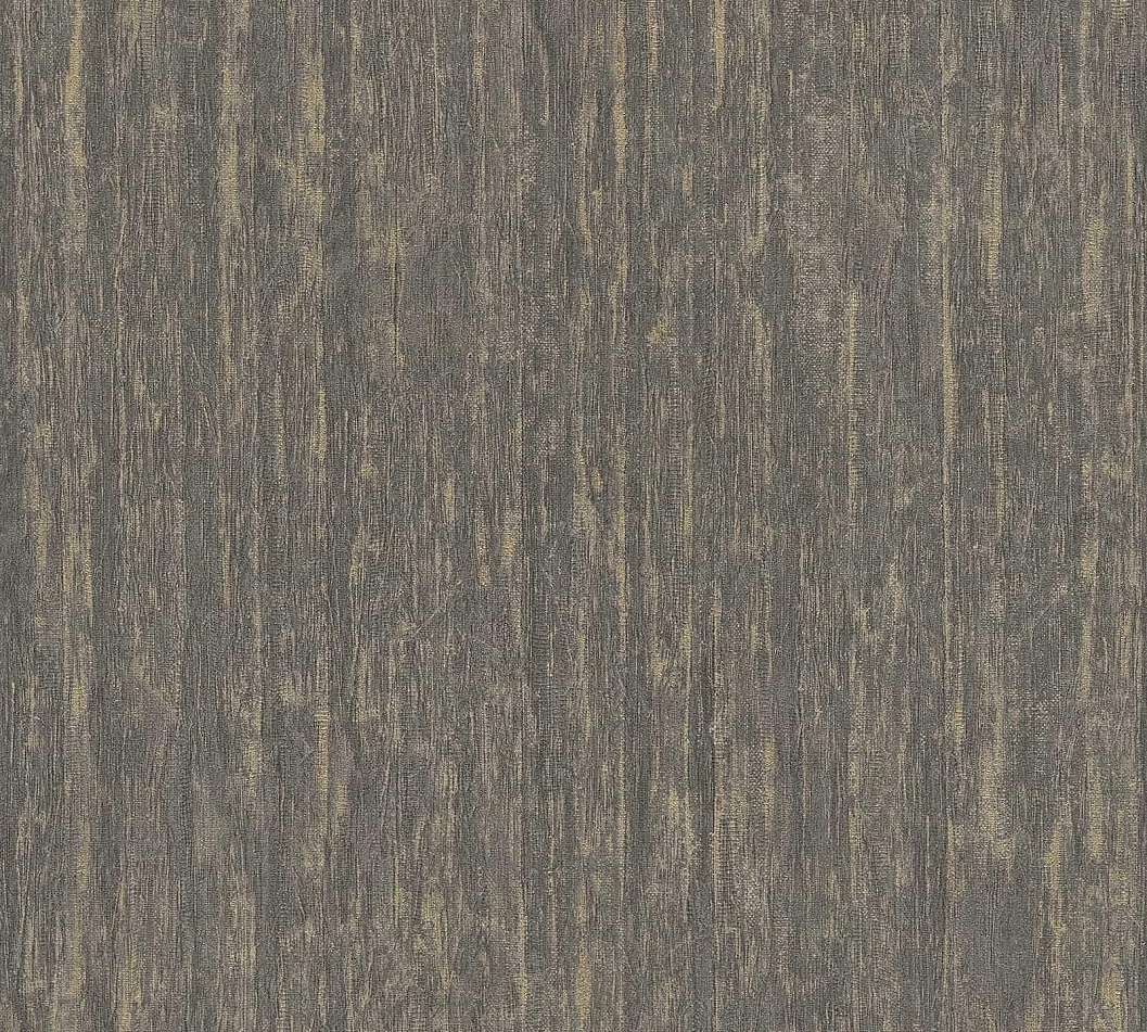 Design tapéta koptatott falhatású mintával szürke-barna és arany színben