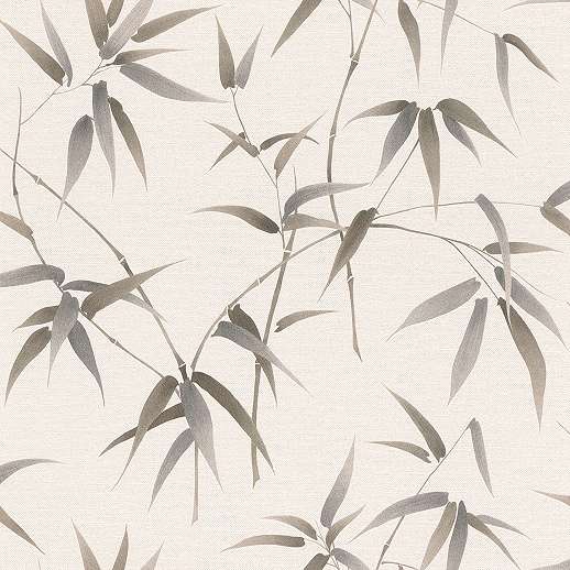 Design tapéta krémfehér alapon bambusz levél mintával