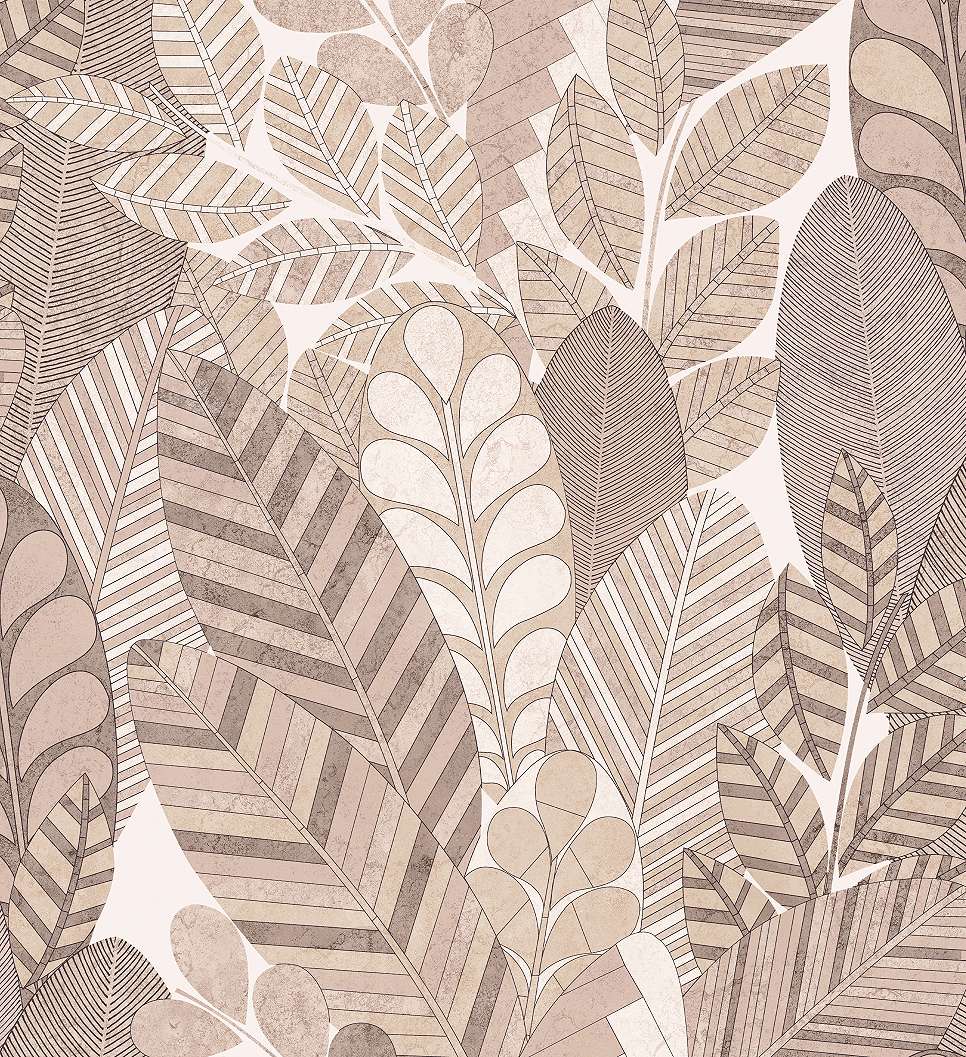 Design tapéta levél mintával beige színben