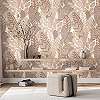 Design tapéta levél mintával beige színben