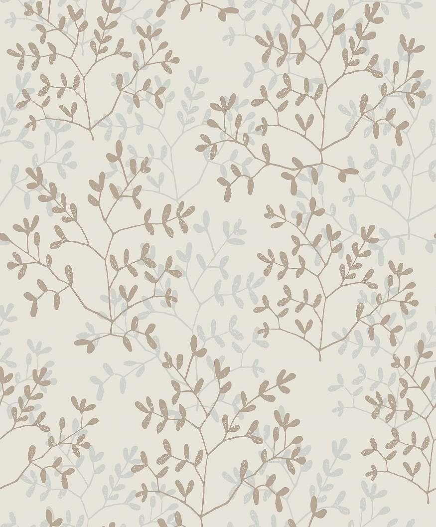 Design tapéta levél mintával melegszürke és barna színben