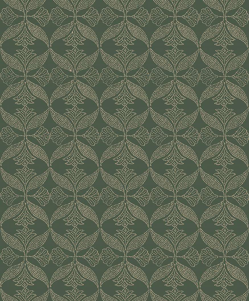 Design tapéta levél mintával sötétzöld színben