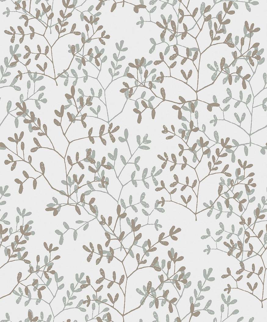 Design tapéta levél mintával szürke és barna színben