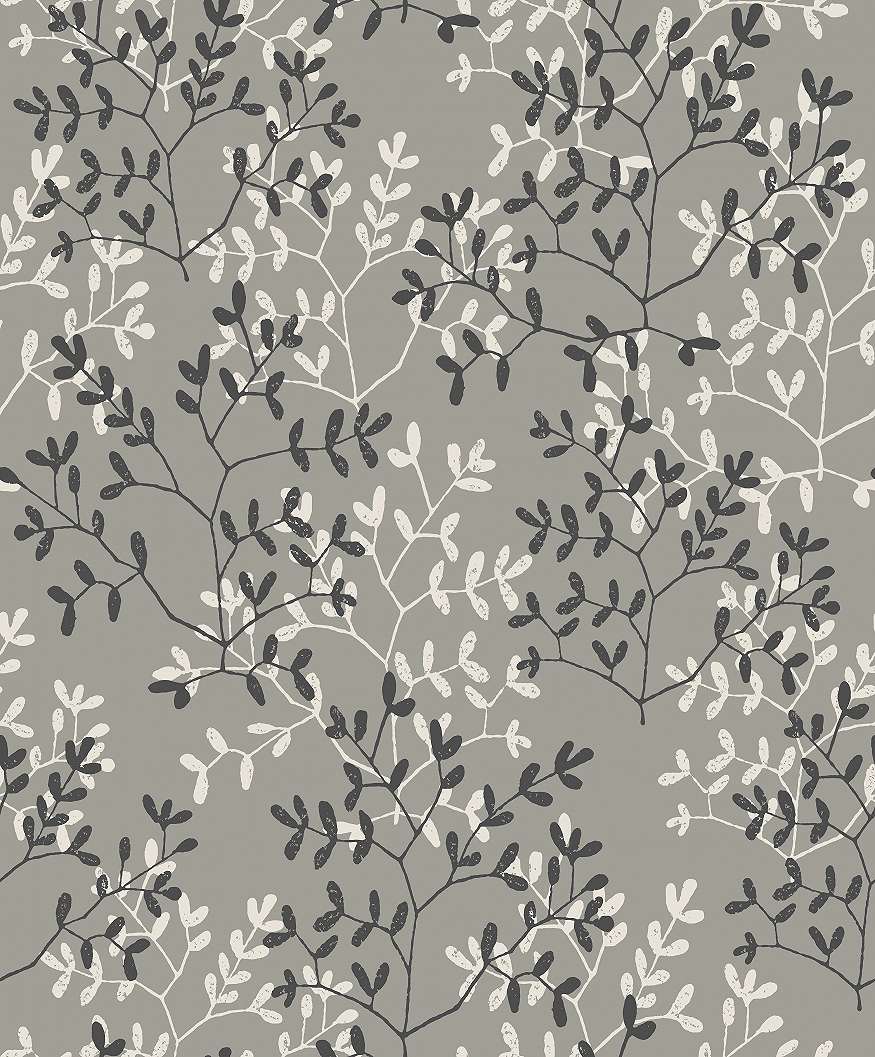 Design tapéta levél mintával szürke és fehér színben