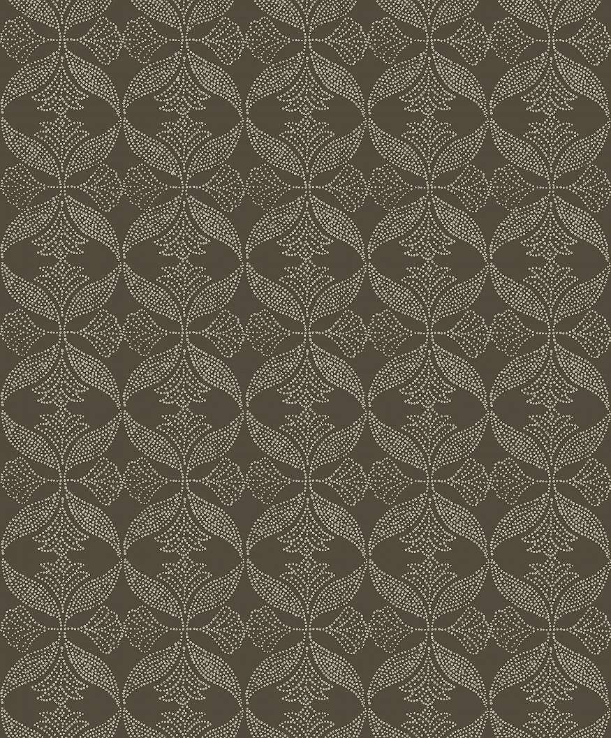 Design tapéta levél mintával szürkészöld színben