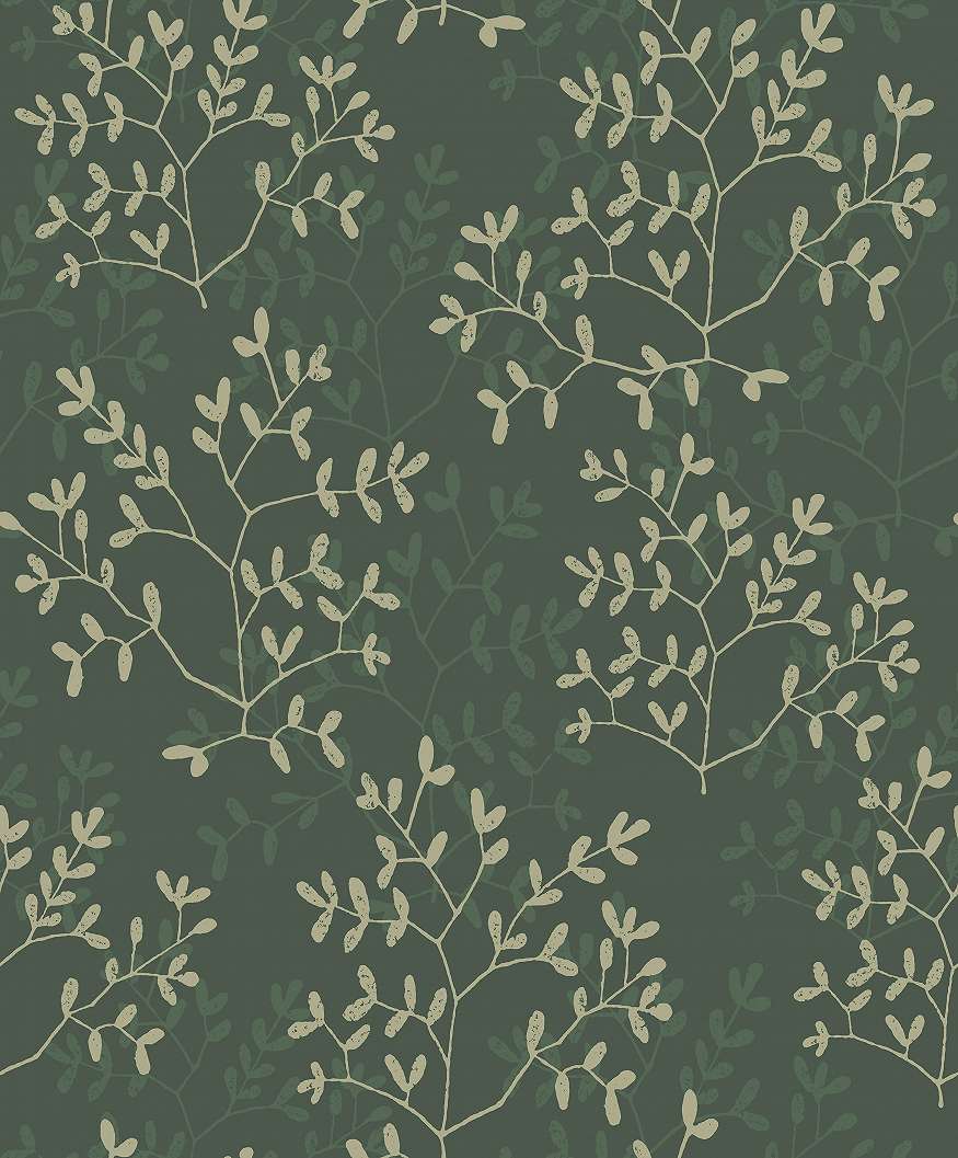 Design tapéta levél mintával zöld színben