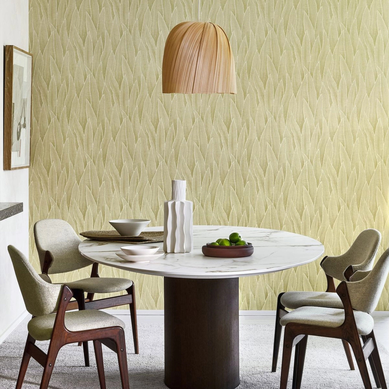 Design tapéta levél mintával zöld színben