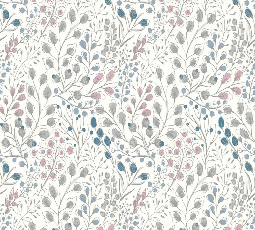 Design tapéta leveles mintával fehér alapon türkiz púder színekkel