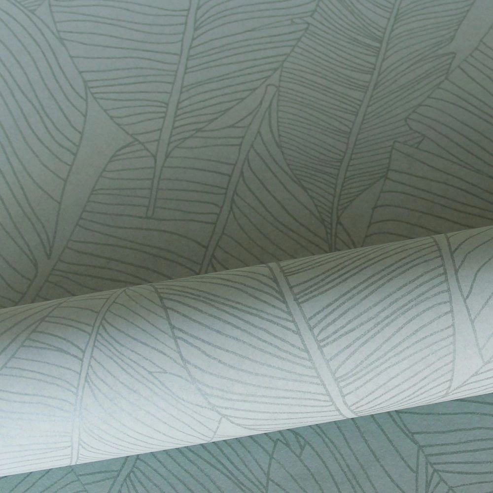 Design tapéta minimalista halvány zöld banán levél mintával
