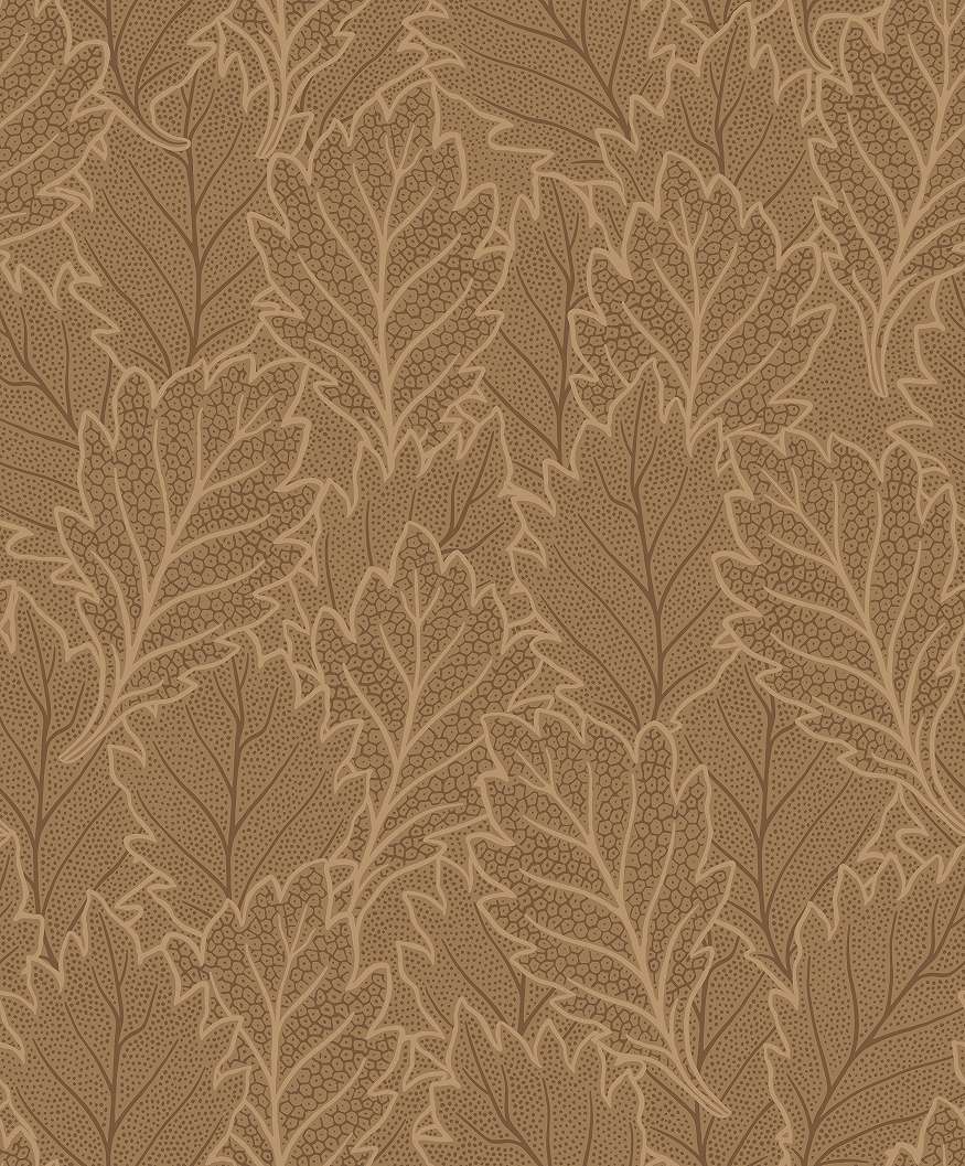 Design tapéta nagylevél mintával barna színben