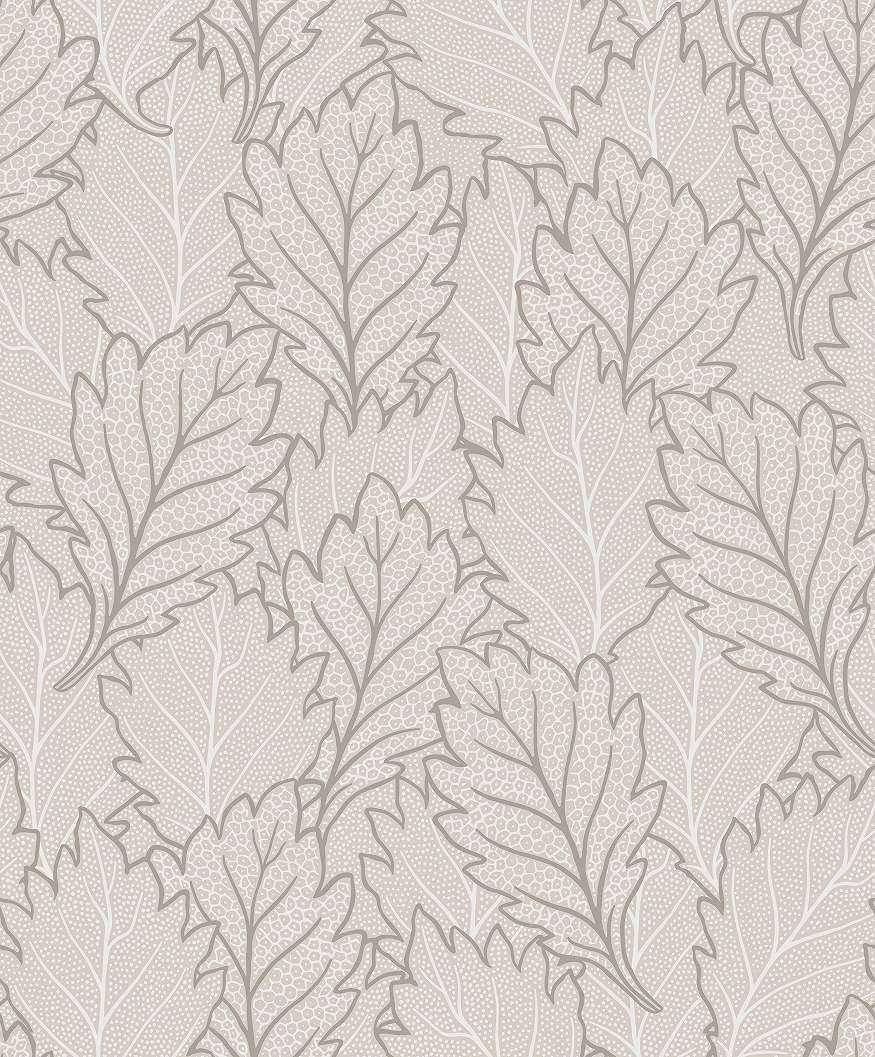 Design tapéta nagylevél mintával szürke és fehér színben