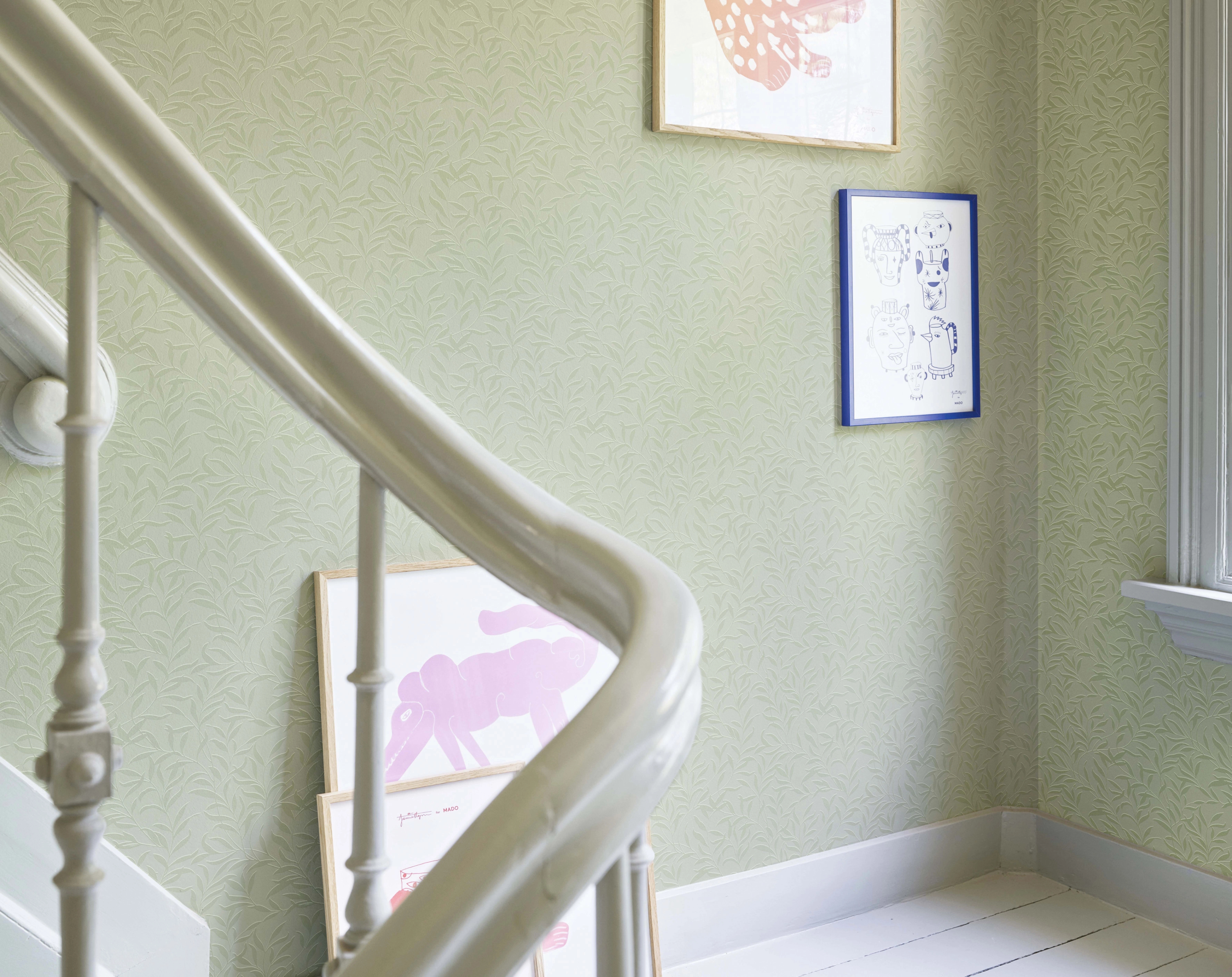 Design tapéta olivazöld elegáns leveles mintával