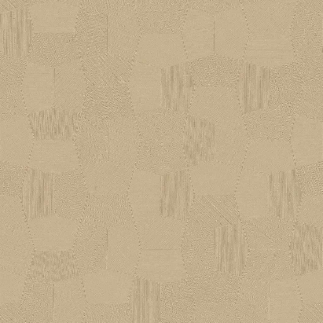 Design tapéta ötszög mintával enyhén fényes beige színben