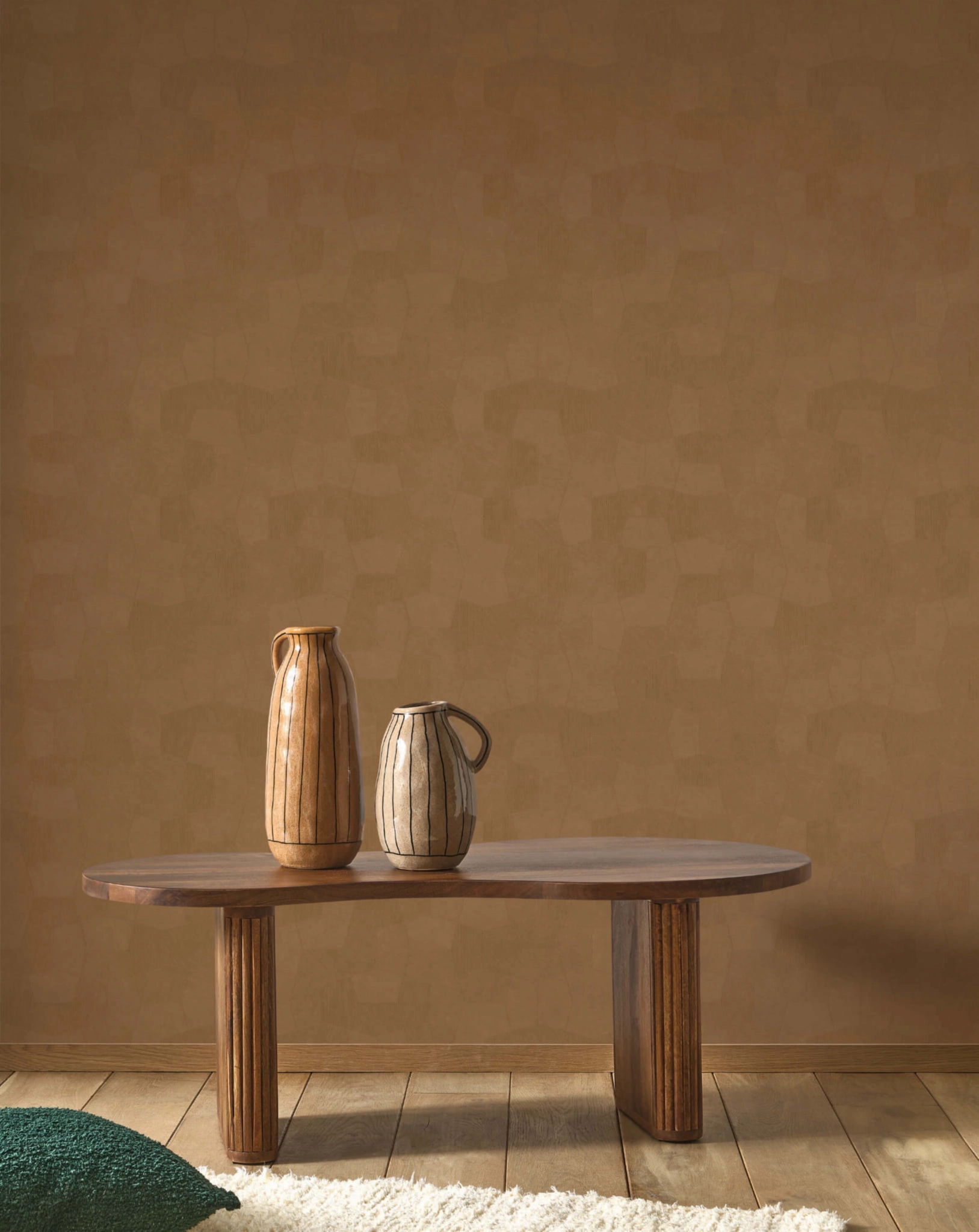 Design tapéta ötszög mintával matt terrakotta színben