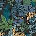 Design tapéta rajzolt trópusi botanikus és leopár mintával