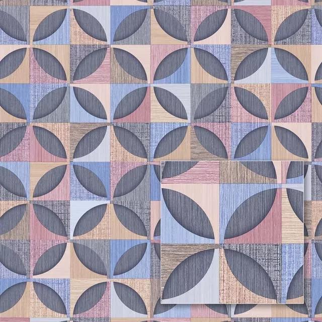 Design tapéta retro geometrikus mintával szürke rózsaszín színekkel