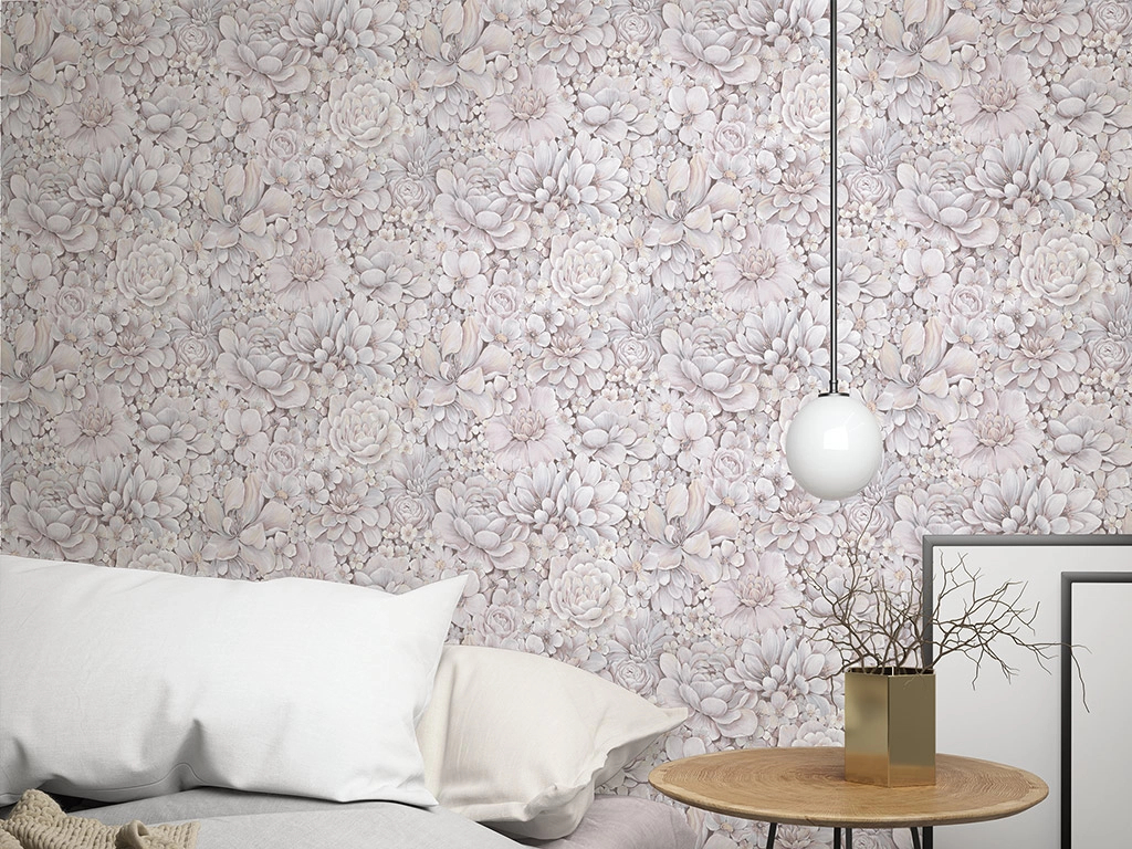 Design tapéta struktúrált pasztell rózsaszín virág mintával