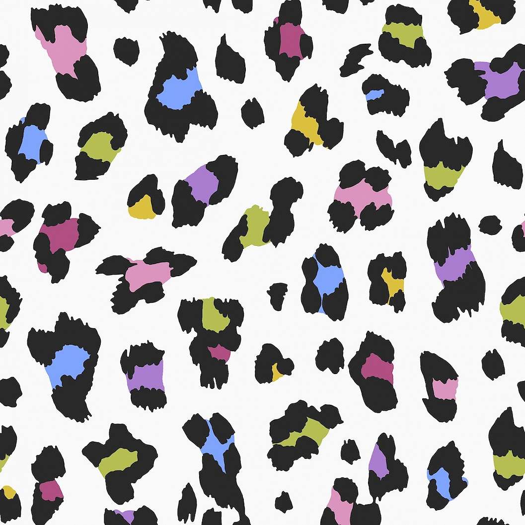 Design tapéta színes csajos leopárdfoltos mintával 
