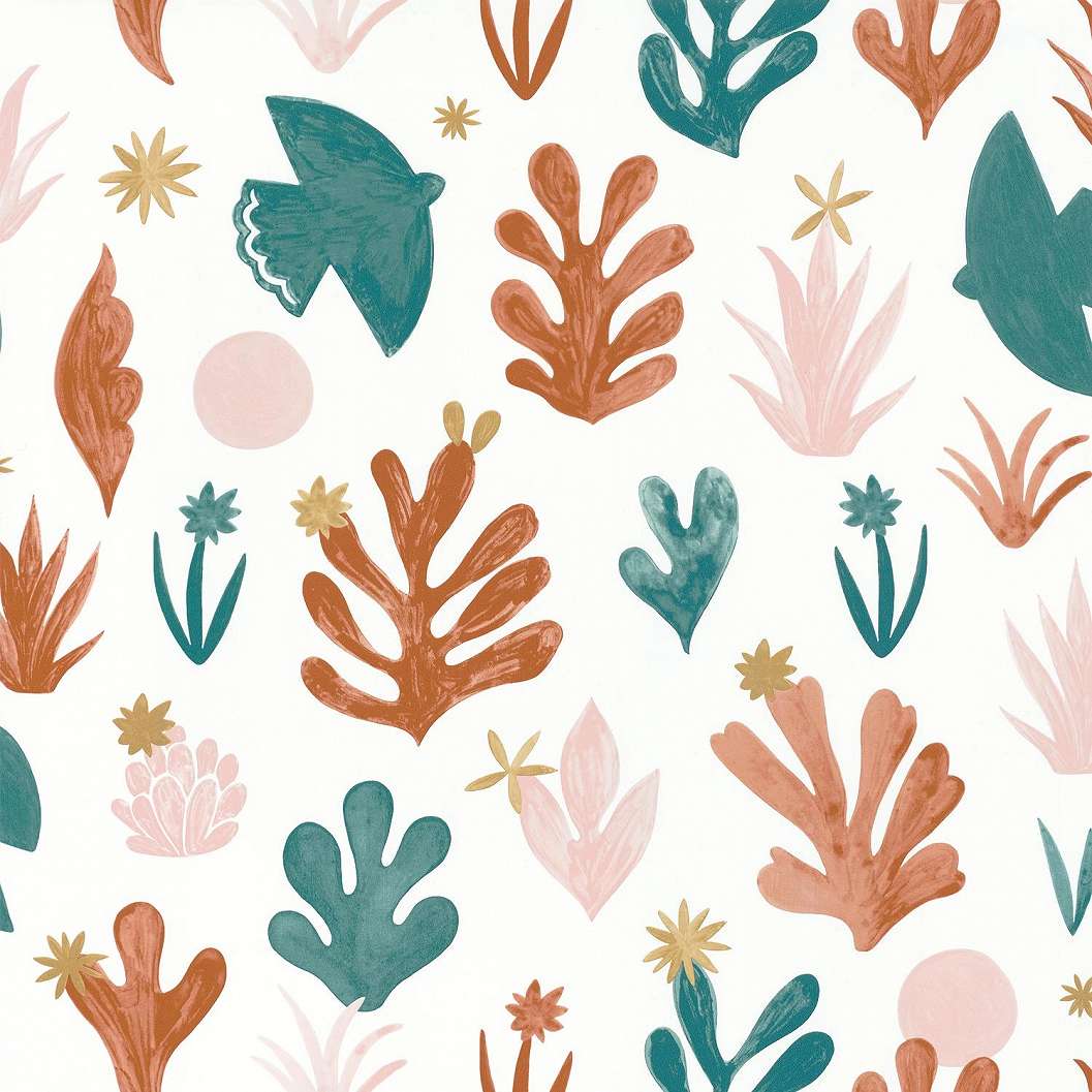 Design tapéta színes rajzolt tengeri növény mintával