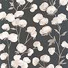 Design tapéta szürke alapon fehér gyapotvirág mintával