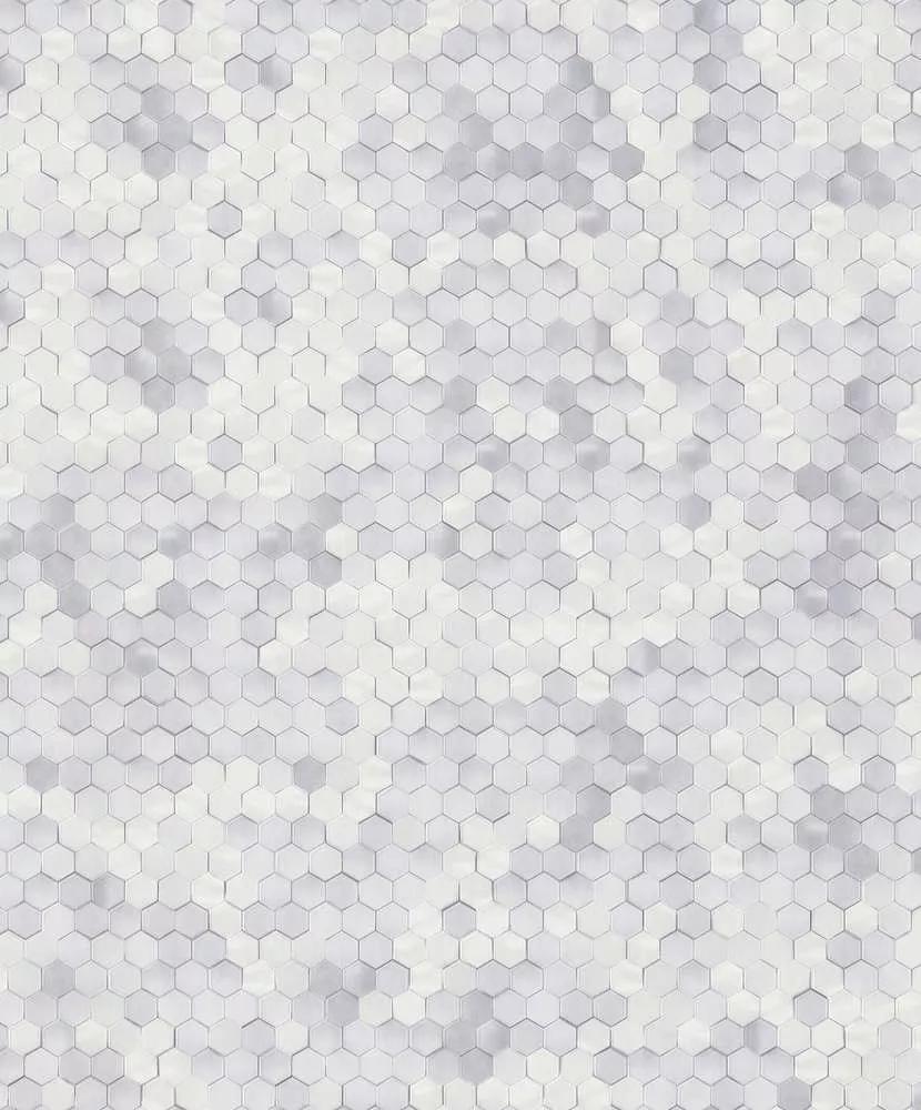 Design tapéta szürke fehér apró 3d hatású geometrikus mintával