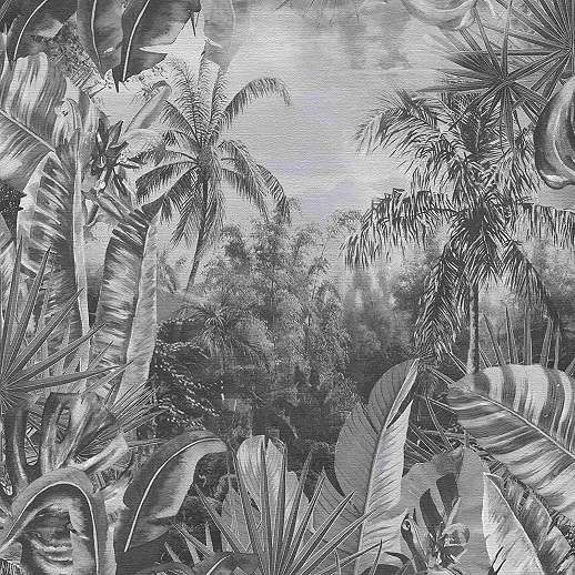 Design tapéta szürke trendi dzsungel mintával mosható