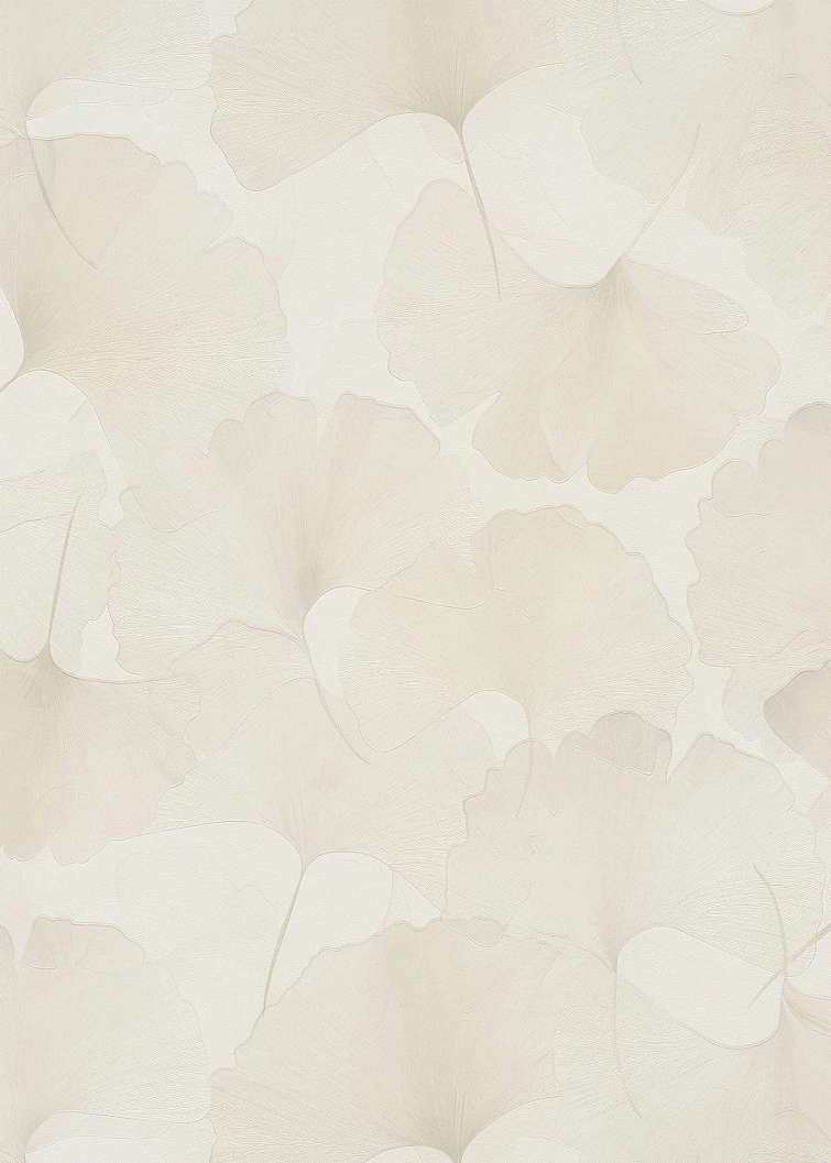 Design tapéta törtfehér gingko levél mintával dupla széles 106cm