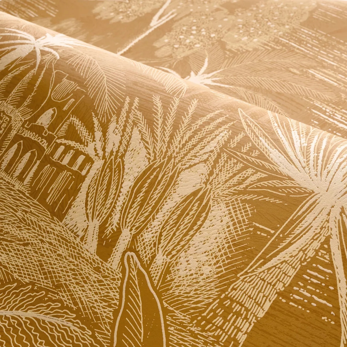 Design tapéta trópusi levél és pálmafa mintával elegáns stílusban