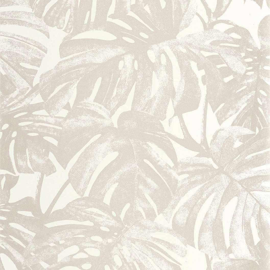 Design tapéta trópusi levél mintával fehér és beige színben