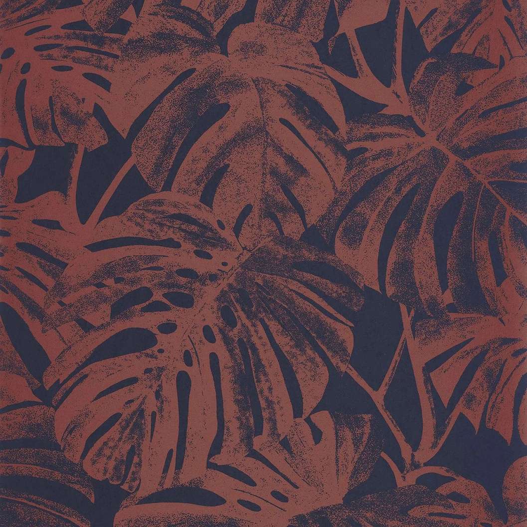 Design tapéta trópusi levél mintával rozsdabarna színben
