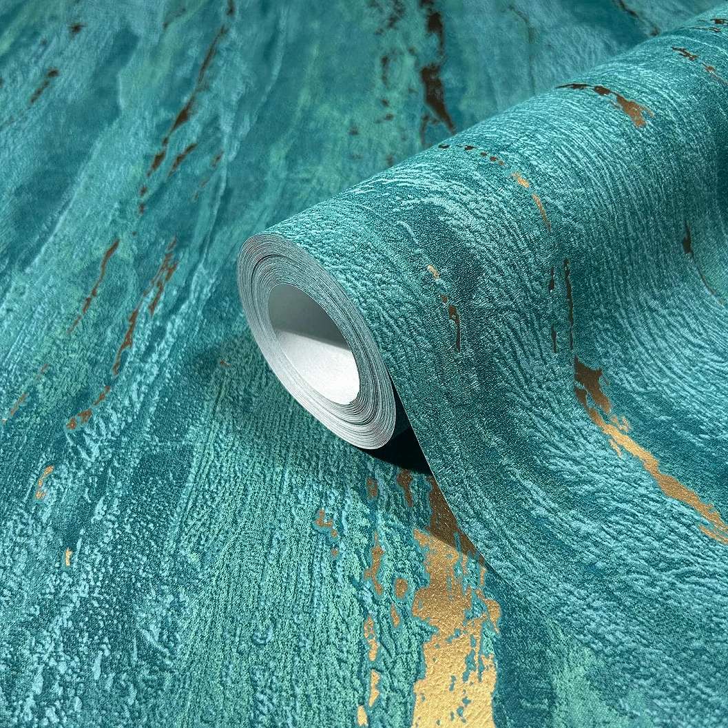 Design tapéta türkiz metálos struktúra mintával