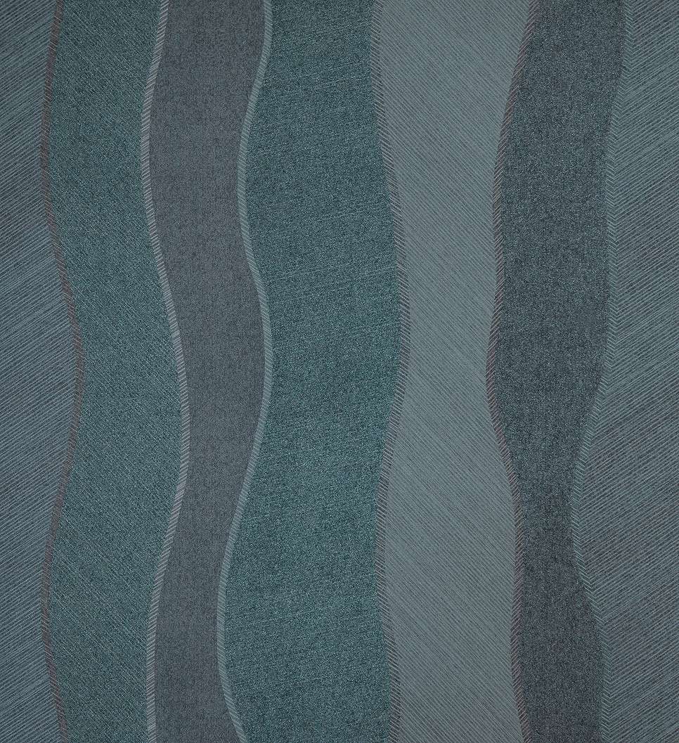 Design tapéta üveggyöngyös felületű hullámos csíkos mintával sötétzöld és szürke színben