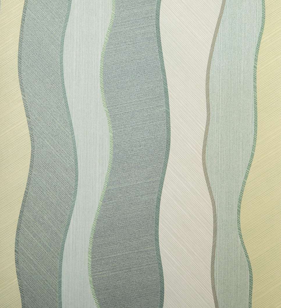 Design tapéta üveggyöngyös felületű hullámos csíkos mintával zöld színben