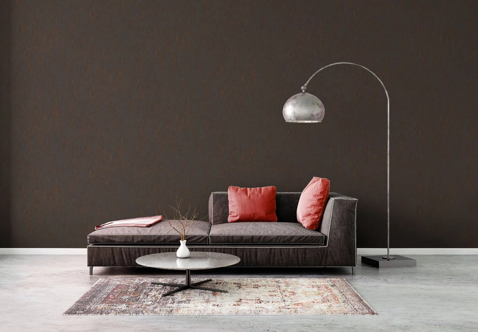 Design tapéta vakolathatású mintával kék-barna és flitteres színben