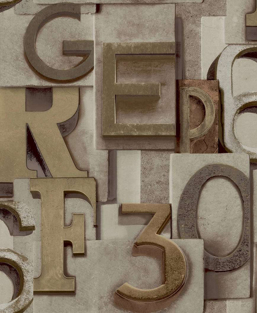 Design tapéta vintage számok és betűk mintával